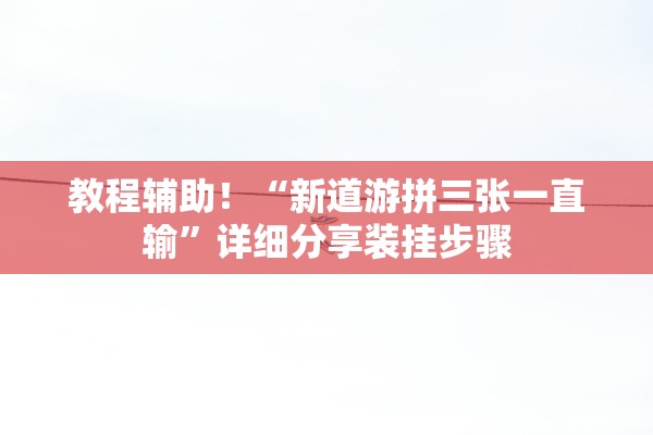 教程辅助！“新道游拼三张一直输”详细分享装挂步骤