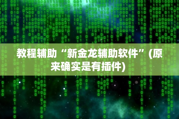 教程辅助“新金龙辅助软件”(原来确实是有插件) 