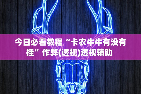 今日必看教程“卡农牛牛有没有挂”作弊(透视)透视辅助 