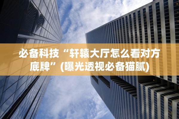 必备科技“轩辕大厅怎么看对方底牌”(曝光透视必备猫腻)