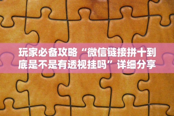 玩家必备攻略“微信链接拼十到底是不是有透视挂吗	”详细分享装挂步骤
