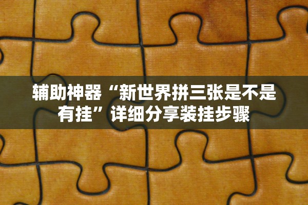 辅助神器“新世界拼三张是不是有挂”详细分享装挂步骤