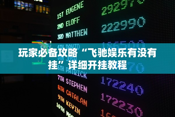 玩家必备攻略“飞驰娱乐有没有挂	”详细开挂教程