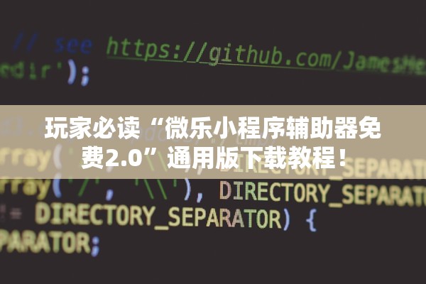 玩家必读“微乐小程序辅助器免费2.0”通用版下载教程！