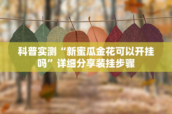 科普实测“新蜜瓜金花可以开挂吗	”详细分享装挂步骤