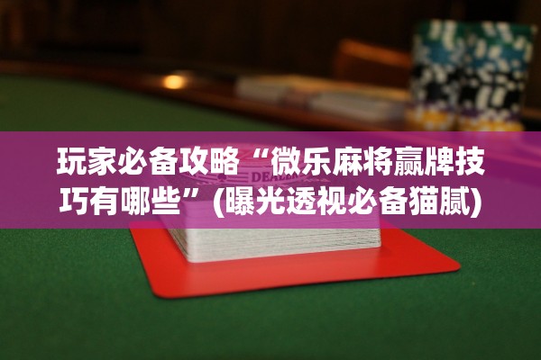 玩家必备攻略“微乐麻将赢牌技巧有哪些”(曝光透视必备猫腻)