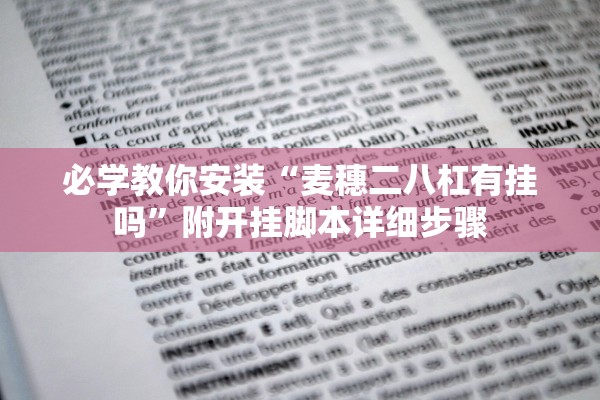 必学教你安装“麦穗二八杠有挂吗”附开挂脚本详细步骤