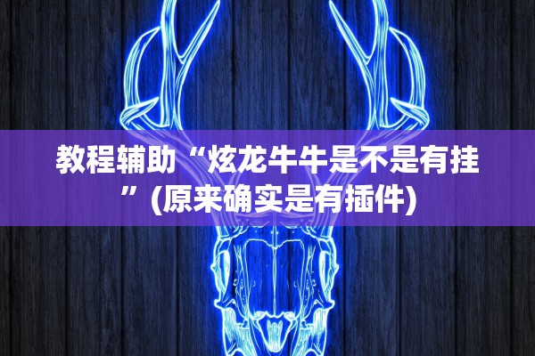 教程辅助“炫龙牛牛是不是有挂”(原来确实是有插件)