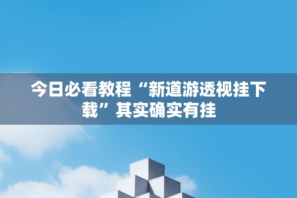 今日必看教程“新道游透视挂下载”其实确实有挂