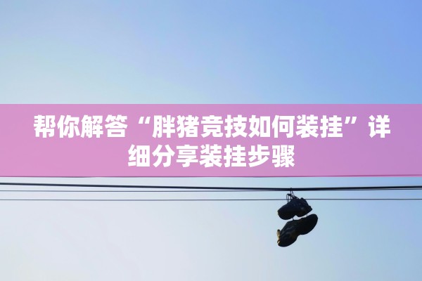 帮你解答“胖猪竞技如何装挂”详细分享装挂步骤