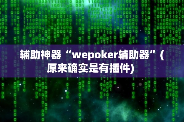 辅助神器“wepoker辅助器”(原来确实是有插件) 