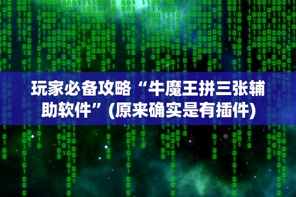玩家必备攻略“牛魔王拼三张辅助软件	”(原来确实是有插件)