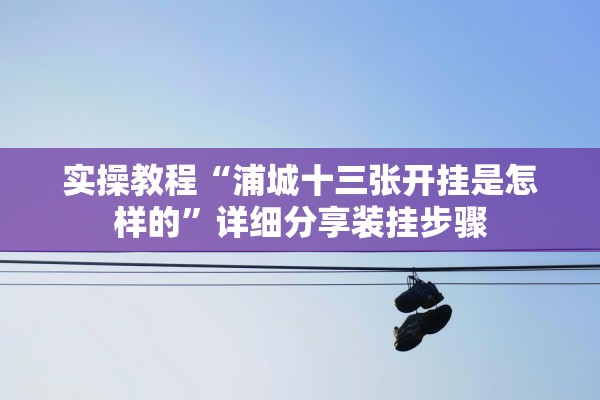 实操教程“浦城十三张开挂是怎样的”详细分享装挂步骤