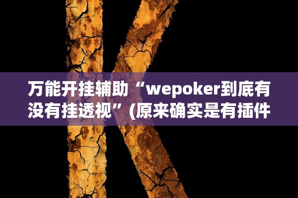 万能开挂辅助“wepoker到底有没有挂透视	”(原来确实是有插件) 