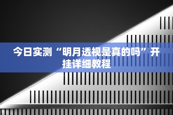 今日实测“明月透视是真的吗”开挂详细教程