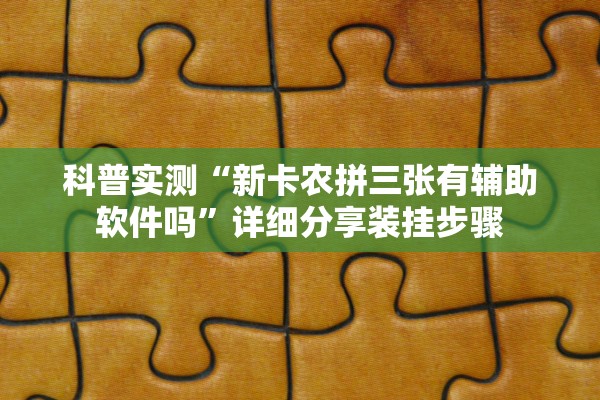 科普实测“新卡农拼三张有辅助软件吗”详细分享装挂步骤