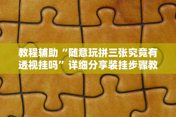 教程辅助“随意玩拼三张究竟有透视挂吗”详细分享装挂步骤教程
