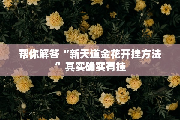 帮你解答“新天道金花开挂方法”其实确实有挂