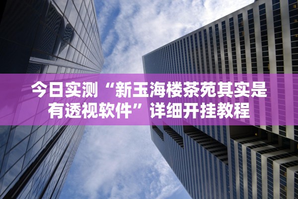 今日实测“新玉海楼茶苑其实是有透视软件”详细开挂教程