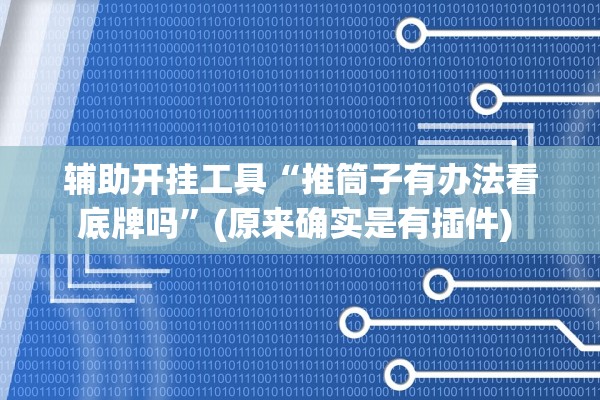 辅助开挂工具“推筒子有办法看底牌吗	”(原来确实是有插件) 