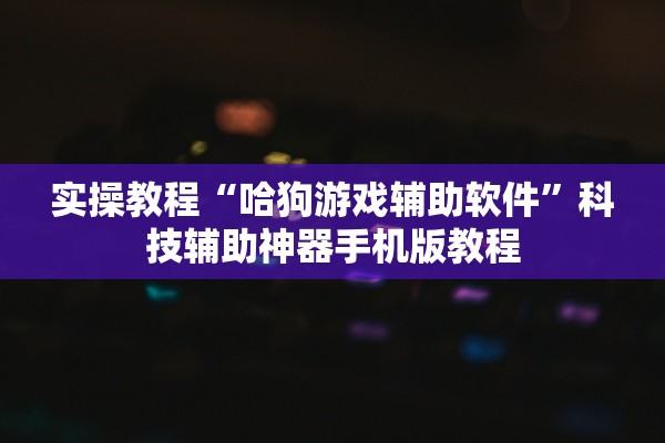实操教程“哈狗游戏辅助软件”科技辅助神器手机版教程