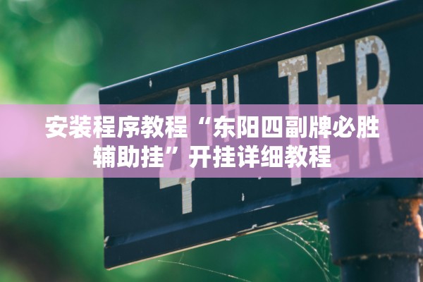 安装程序教程“东阳四副牌必胜辅助挂”开挂详细教程
