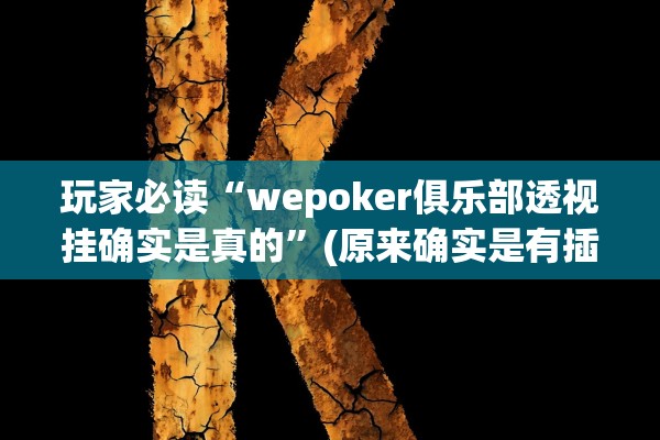 玩家必读“wepoker俱乐部透视挂确实是真的	”(原来确实是有插件)