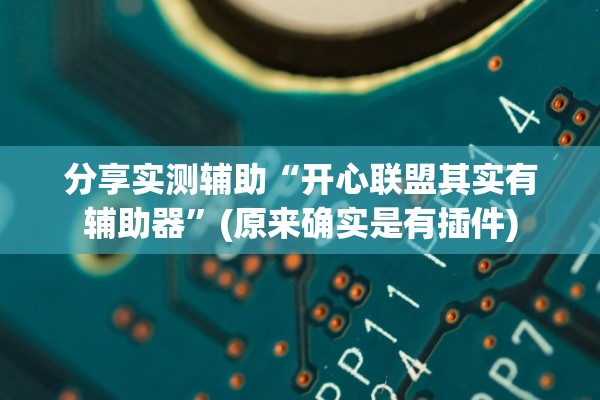 分享实测辅助“开心联盟其实有辅助器	”(原来确实是有插件)