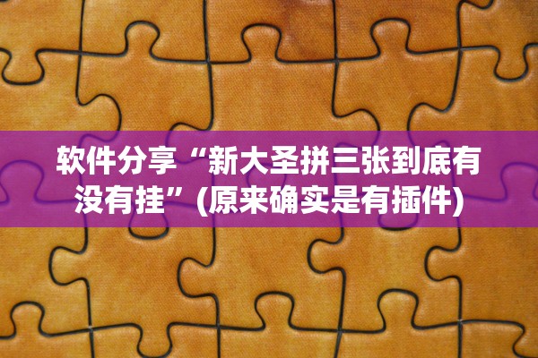 软件分享“新大圣拼三张到底有没有挂”(原来确实是有插件)