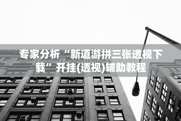 专家分析“新道游拼三张透视下载	”开挂(透视)辅助教程