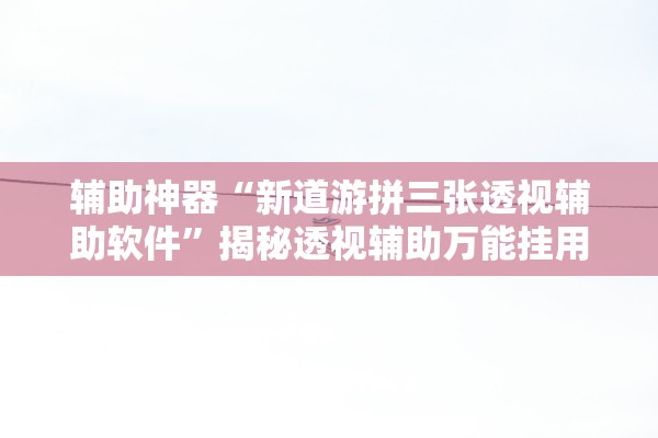辅助神器“新道游拼三张透视辅助软件	”揭秘透视辅助万能挂用法