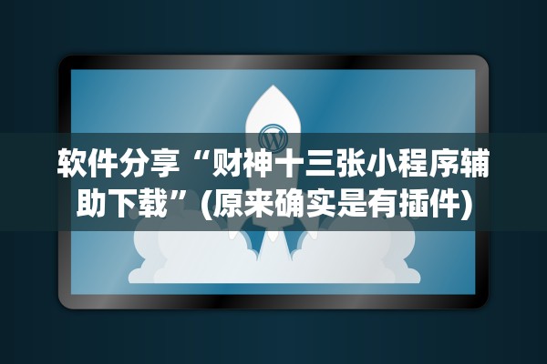 软件分享“财神十三张小程序辅助下载”(原来确实是有插件)