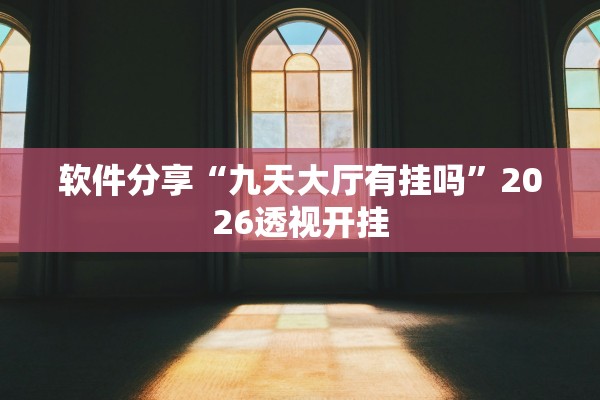 软件分享“九天大厅有挂吗”2026透视开挂