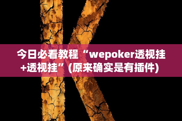今日必看教程“wepoker透视挂+透视挂	”(原来确实是有插件) 