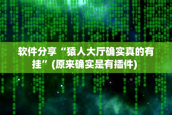 软件分享“猿人大厅确实真的有挂	”(原来确实是有插件) 
