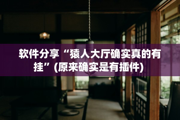软件分享“猿人大厅确实真的有挂	”(原来确实是有插件) 