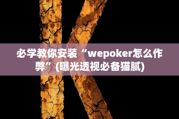 必学教你安装“wepoker怎么作弊	”(曝光透视必备猫腻)