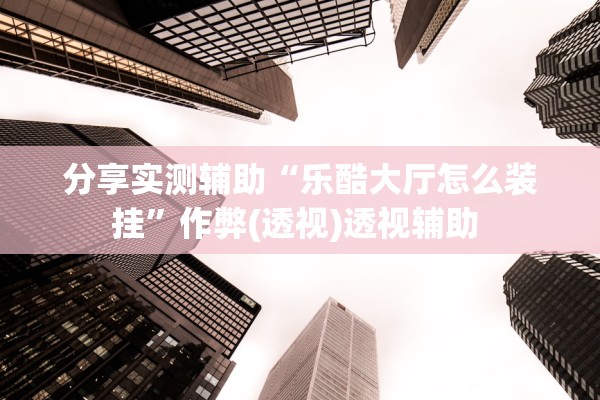 分享实测辅助“乐酷大厅怎么装挂”作弊(透视)透视辅助 