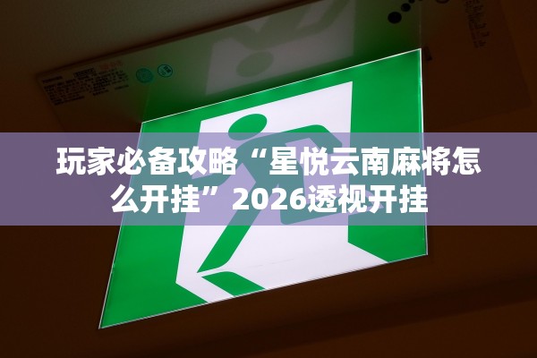 玩家必备攻略“星悦云南麻将怎么开挂”2026透视开挂