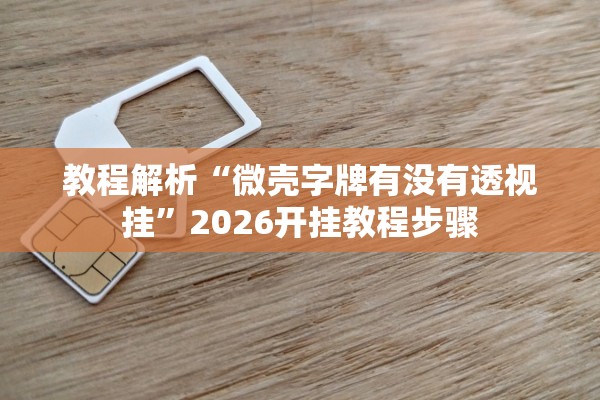 教程解析“微壳字牌有没有透视挂	”2026开挂教程步骤