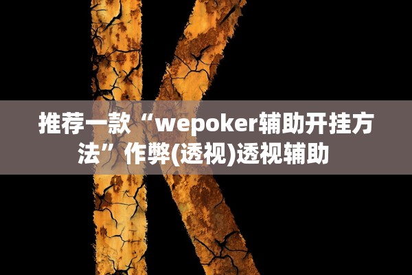 推荐一款“wepoker辅助开挂方法”作弊(透视)透视辅助 