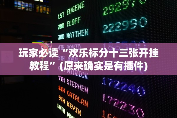 玩家必读“欢乐标分十三张开挂教程	”(原来确实是有插件)