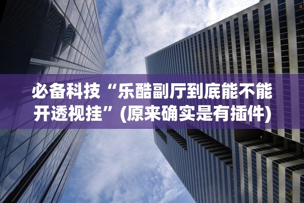 必备科技“乐酷副厅到底能不能开透视挂”(原来确实是有插件)