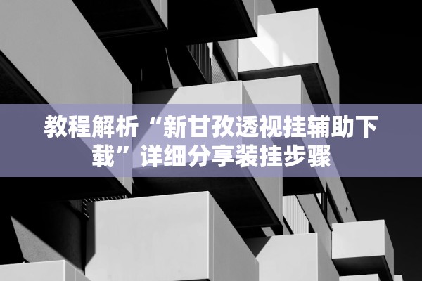 教程解析“新甘孜透视挂辅助下载”详细分享装挂步骤