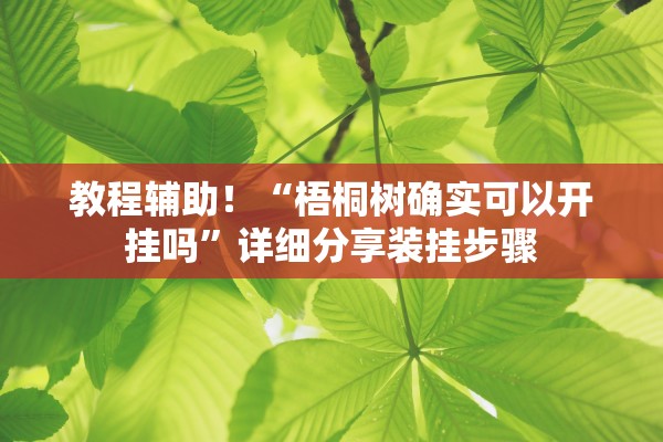 教程辅助！“梧桐树确实可以开挂吗	”详细分享装挂步骤