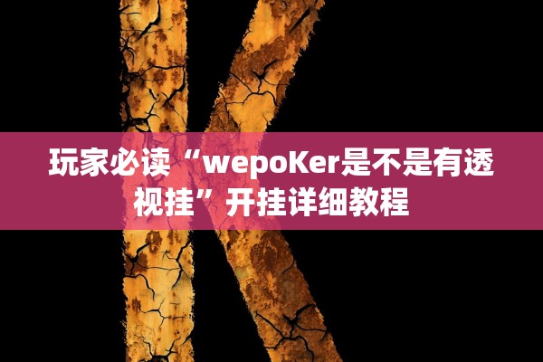 玩家必读“wepoKer是不是有透视挂”开挂详细教程