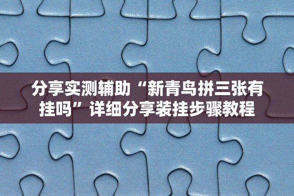 分享实测辅助“新青鸟拼三张有挂吗”详细分享装挂步骤教程