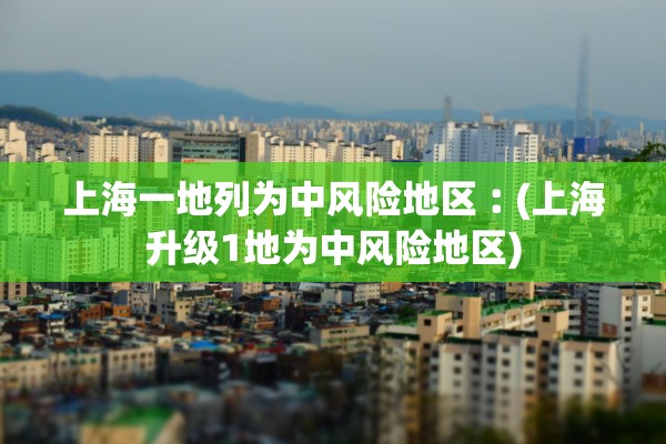 上海一地列为中风险地区︰(上海升级1地为中风险地区)