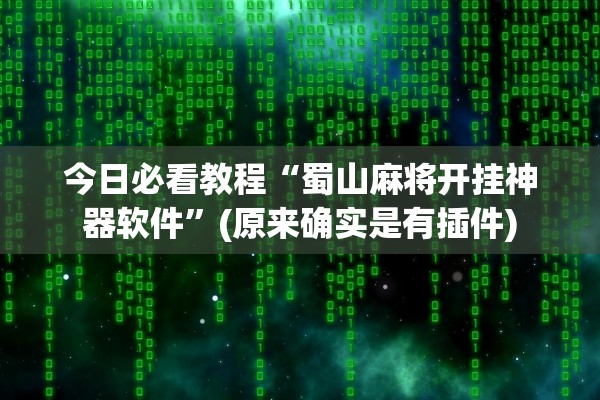 今日必看教程“蜀山麻将开挂神器软件”(原来确实是有插件)